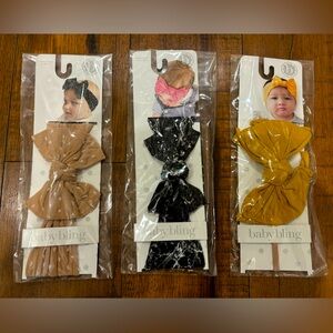 NWT Baby Bling Girls Headbands - Tan, Black, Gold